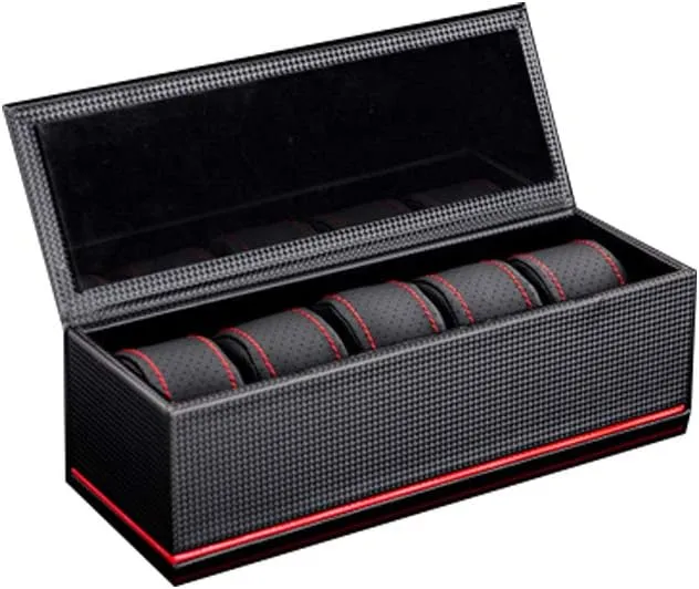 Carbon Fiber Artificial Leather 5 Storage Display Mechanical Watch Watch Packaging Box Collection Box Handmade