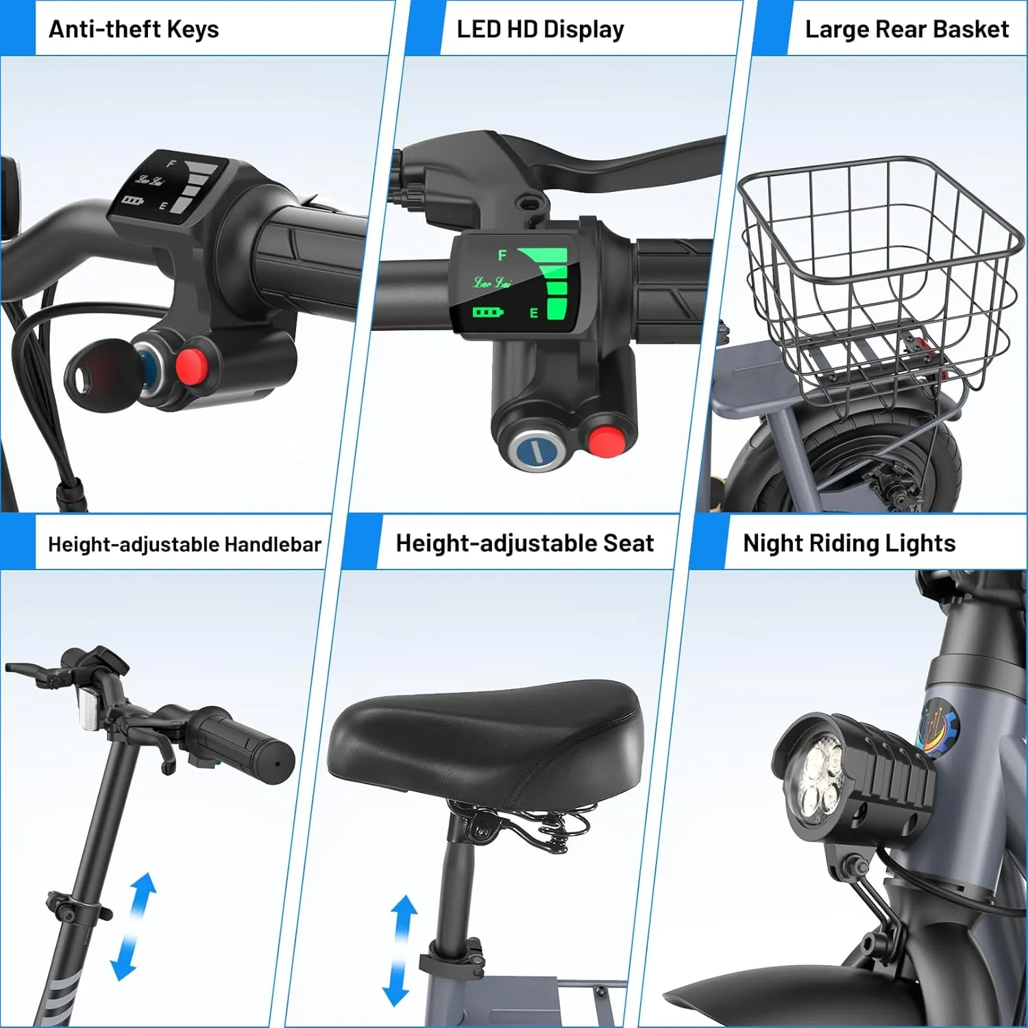 Caroma Peak 1200W Electric Scooter Adults,500Wh Battery up to 30 Miles&20MPH,Foldable Commuting E-Scooter with Detachable Chlid Seat&Basket,300lbs Max Load