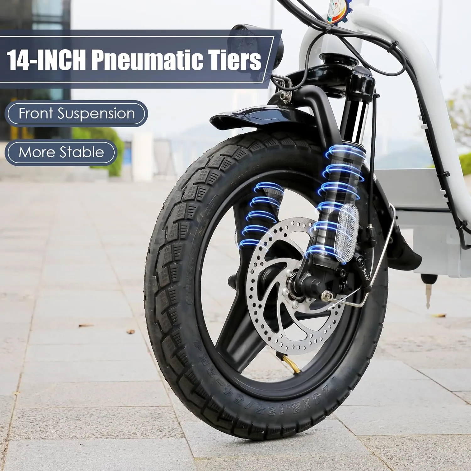 Caroma Peak 1200W Electric Scooter for Adults with Seat, 14" Fat Tire, 30 Miles Long Range& 20MPH Top Speed, Commuting with Basket & Shock Absorbing, Dual Disc Brakes Foldable Ebike