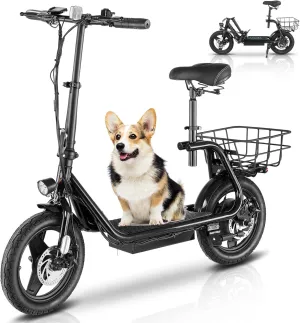 Caroma Peak 1200W Electric Scooter with Seat 14" Tire, 30 Miles Range 20MPH Max Speed, Foldable Electric Scooter for Adults 300 LBS Max Load