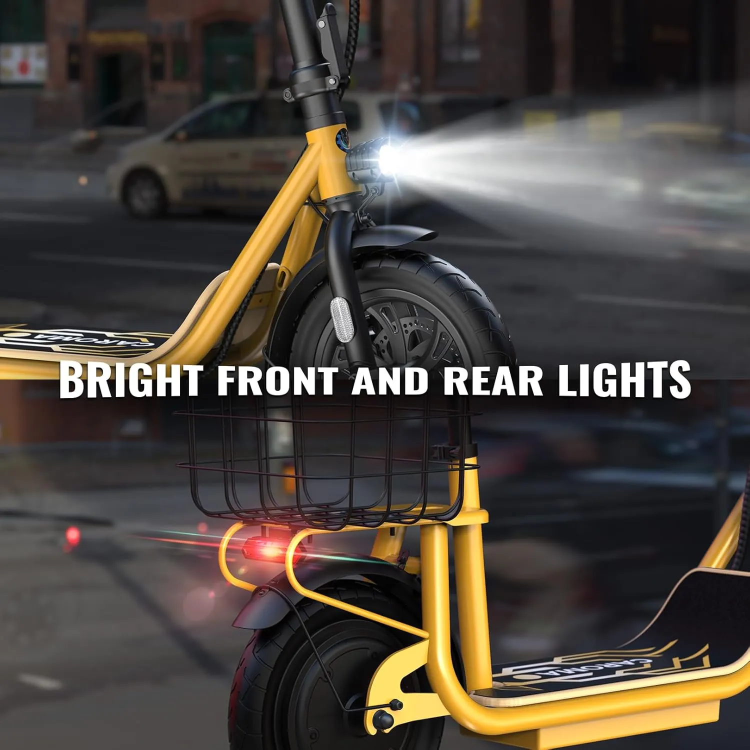 Caroma Peak 1200W Electric Scooter with Seat, 500Wh Battery up to 30 Miles&20MPH, Foldable Adult Electric Scooter for Commuting with Carry Basket & Height Adjustable Seat, Dual Disc Brakes