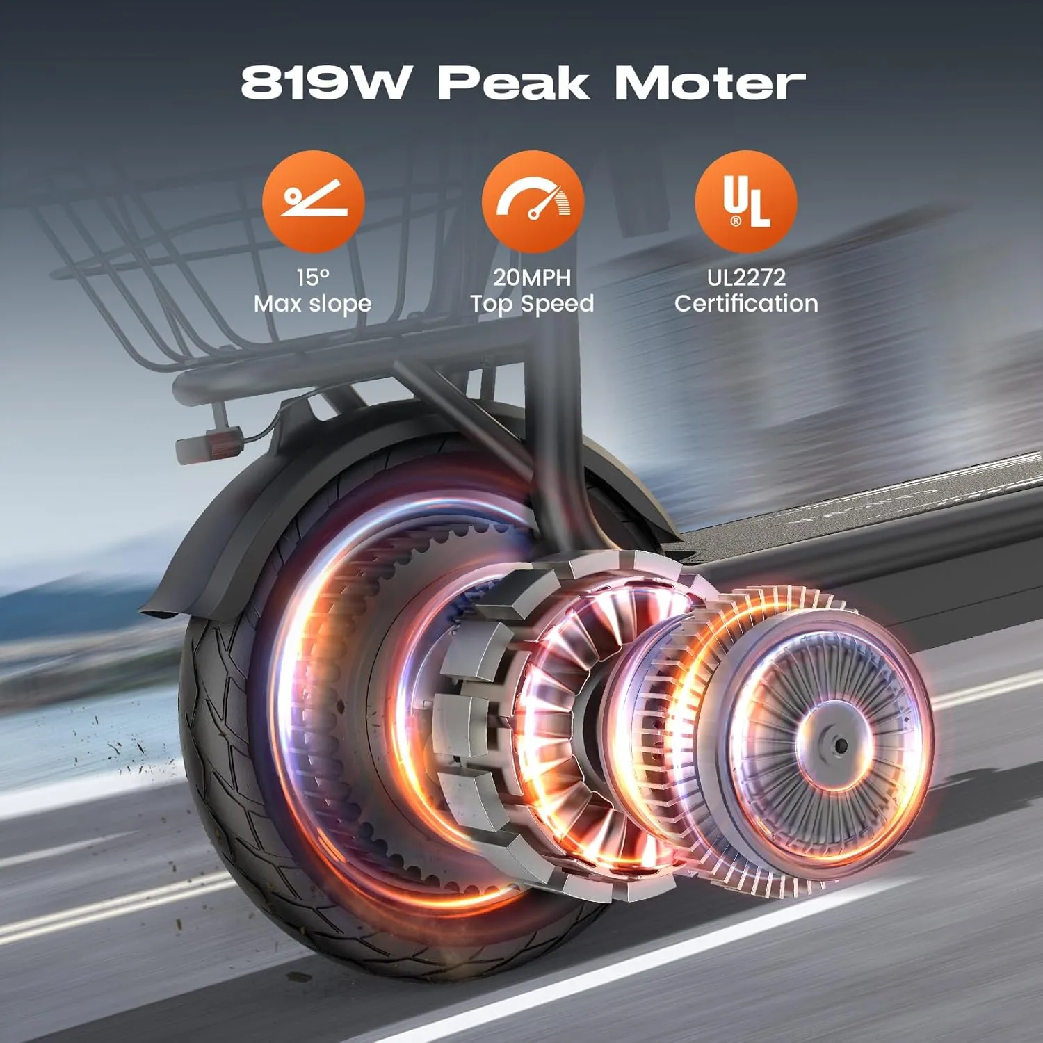 Caroma Peak 1200W Electric Scooter with Seat, LED Display and 3 Speed Modes,500Wh Battery up to 30Miles, Foldable Electric Scooter with Basket & Height Adjustable Seat