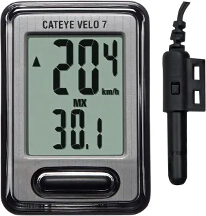 CATEYE Velo 7 Bike Computer – Entry-Level Wired Speedometer Perfect for Beginner Cyclists, Auto Start/Stop, Easy Setup for Road, MTB, Gravel Bikes, 3 Year Battery Life