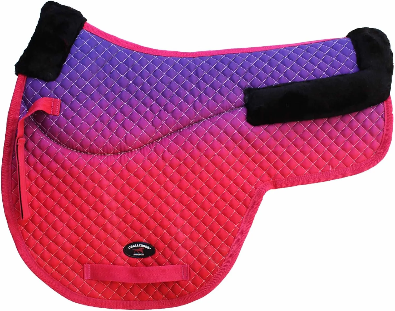 CHALLENGER Horse Cotton Quilted Fur Padded Trail Contoured English Saddle Pad Ombre 72166