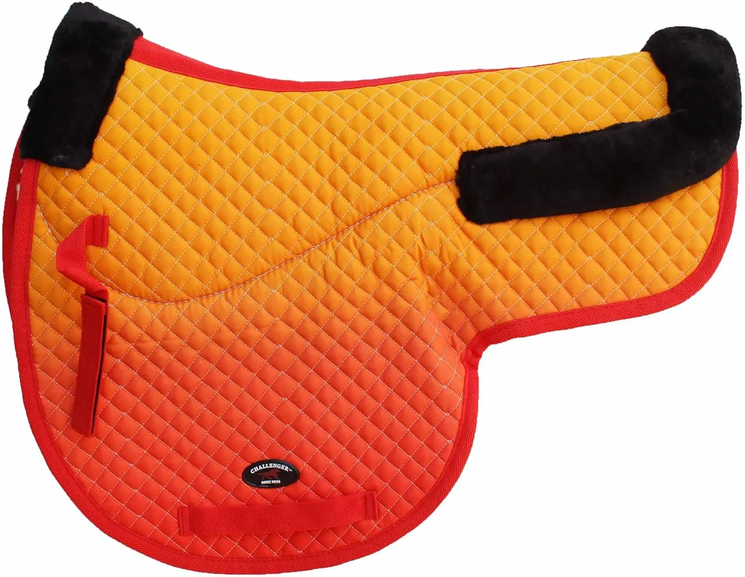 CHALLENGER Horse Quilted Fleece Lined Trail Contoured English Saddle Pad Ombre Orange 72159