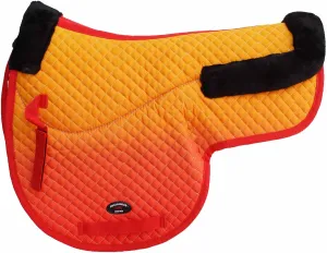CHALLENGER Horse Quilted Fleece Lined Trail Contoured English Saddle Pad Ombre Orange 72159