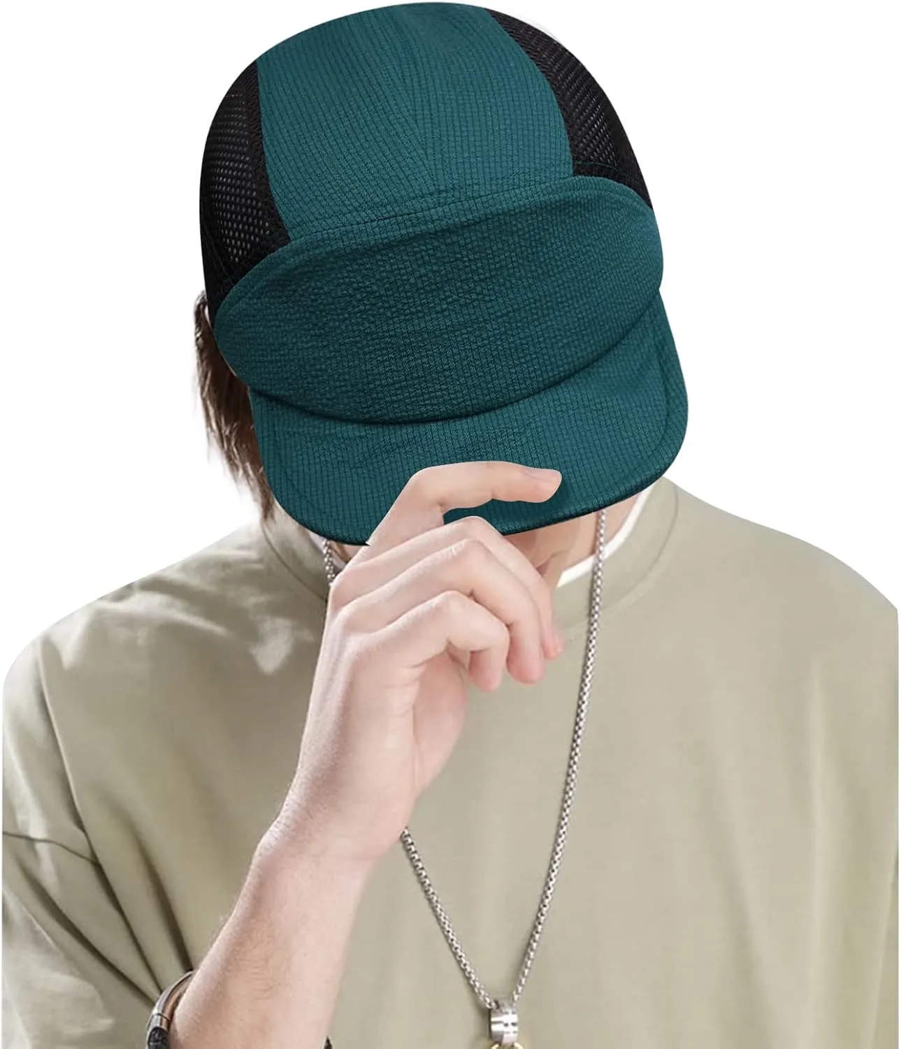 CLAPE Men Quick Dry Baseball Cap 5 Panel Hat Lightweight Trucker Mesh Hats Workout Dad Hat Running Outdoor Sports Cap