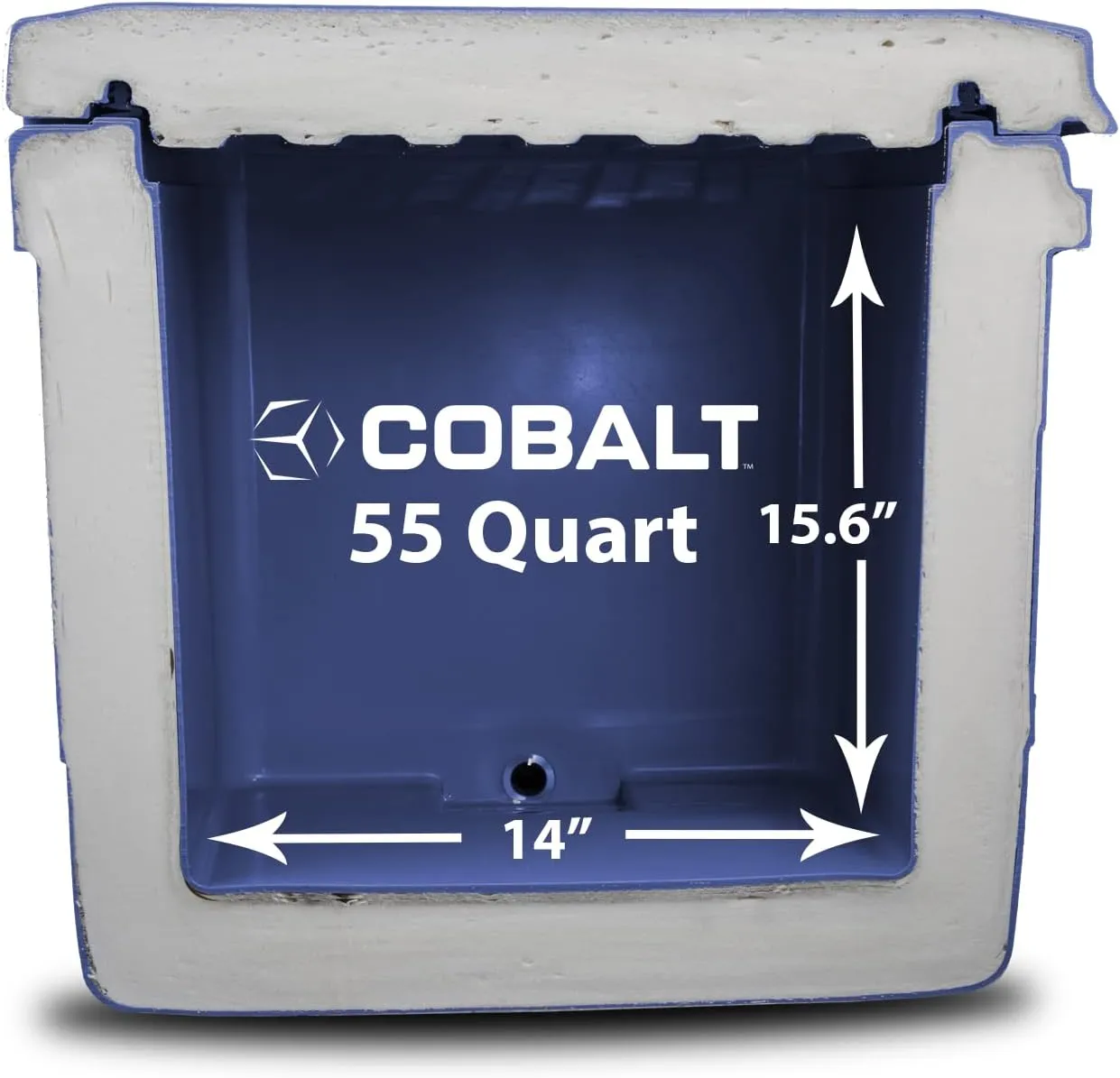 Cobalt 55 Quart Roto Molded Super Ice Cooler | Large Ice Chest Holds Ice Up to 3 Days |