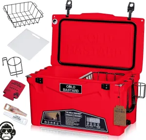 COLD BASTARD 45QT Rugged  RED NEON Best Premium Ice Chest Cooler Accessories Free S and H (CB45-RN)