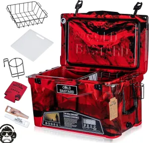 COLD BASTARD COOLERS 45QT Cold Bastard Rugged  CAMO Red Best Premium Ice Chest Cooler Accessories Free S&H, CB45-CR