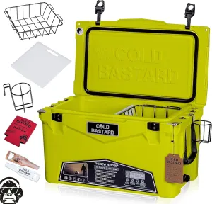 COLD BASTARD COOLERS 45QT Rugged  Lime NEON Best Premium Ice Chest Cooler Accessories Free S And H (CB45-LN)