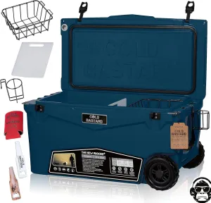 COLD BASTARD COOLERS 70QTW Rugged  Navy Storm Large Wheels Premium Ice Chest Cooler Accessories Free S&H (CB70W-NS)