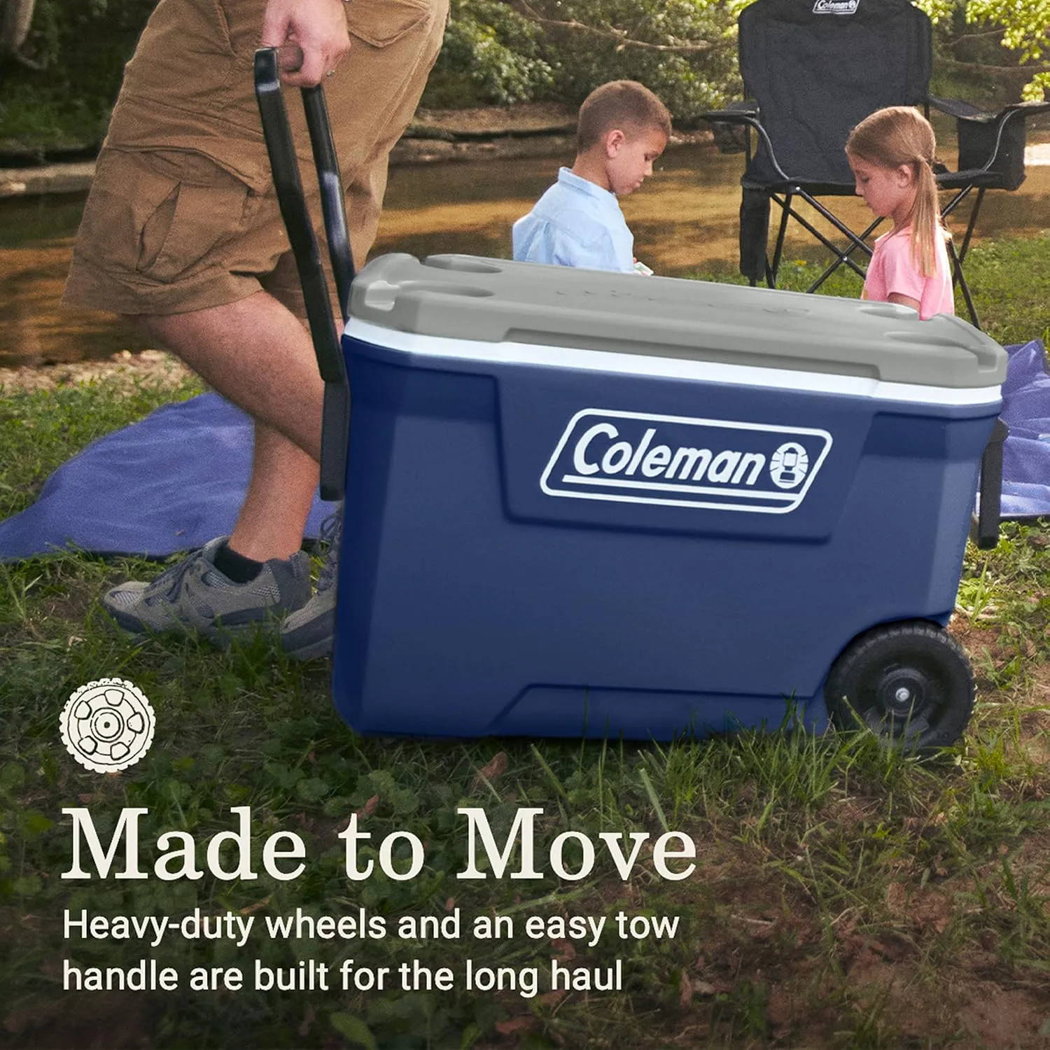 Coleman Classic Series Insulated Portable Wheeled Cooler, Leak-Resistant Outdoor Hard Cooler Keeps Ice up to 5 Days, 62-Quart