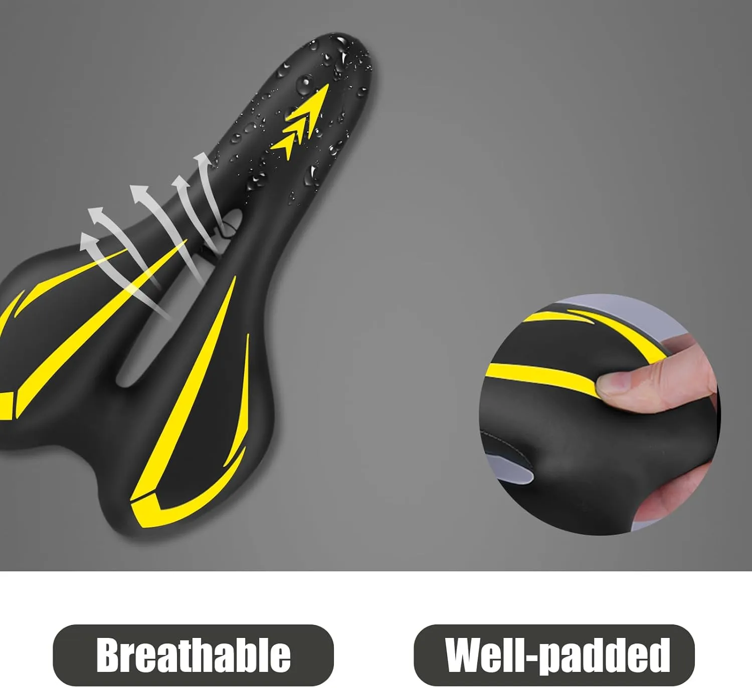 Comfortable Bike Seat for Men & Women,Ozikutech Universal Fit Bicycle Saddle for Mountain BMX City and Road Bikes - Waterproof & Shock-Absorbing
