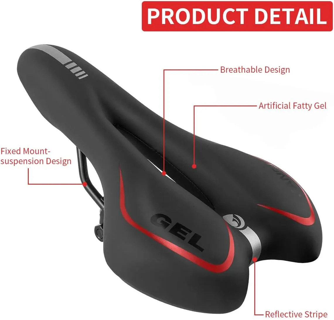Comfortable MTB Gel Seat Mountain Bike Saddle MTB Saddle Mountain Bike Seat Gel Bikes Seats Breathable & Soft & Waterproof Bike Saddle Cushion for Men and Women