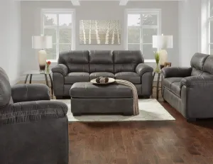 Contemporary Fabric Pillow-top Arm Sofa with Flared Arms, Sequoia Ash Color Upholstery, Deep Tufted Comfort for Living Spaces