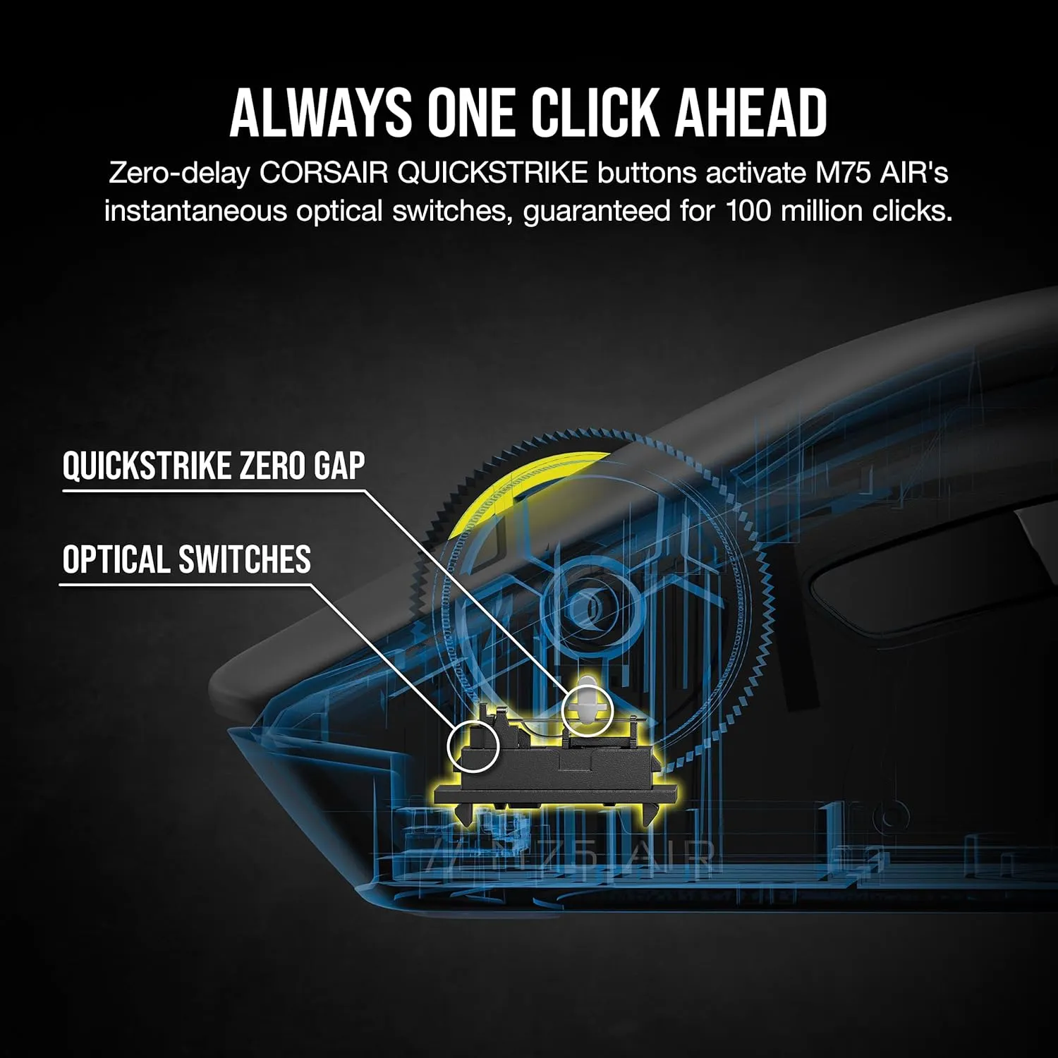 Corsair M75 AIR Wireless Ultra Lightweight Gaming Mouse – 2.4GHz & Bluetooth – 26,000 DPI – Up to 100hrs Battery – iCUE Compatible – Black