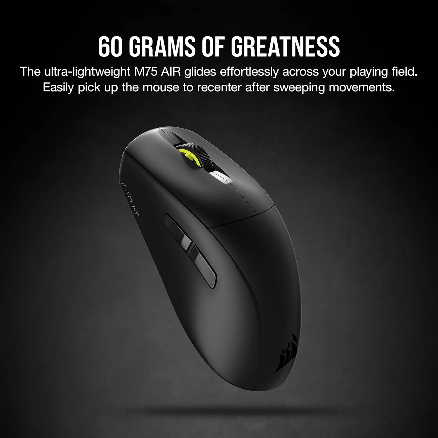 Corsair M75 AIR Wireless Ultra Lightweight Gaming Mouse – 2.4GHz & Bluetooth – 26,000 DPI – Up to 100hrs Battery – iCUE Compatible – Black