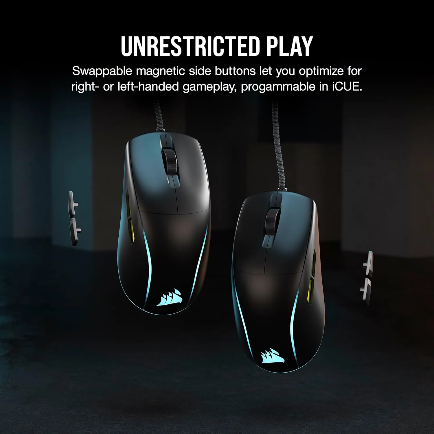 Corsair M75 Wired RGB Lightweight FPS Gaming Mouse – 26,000 DPI – Swappable Side Buttons – PC – Black