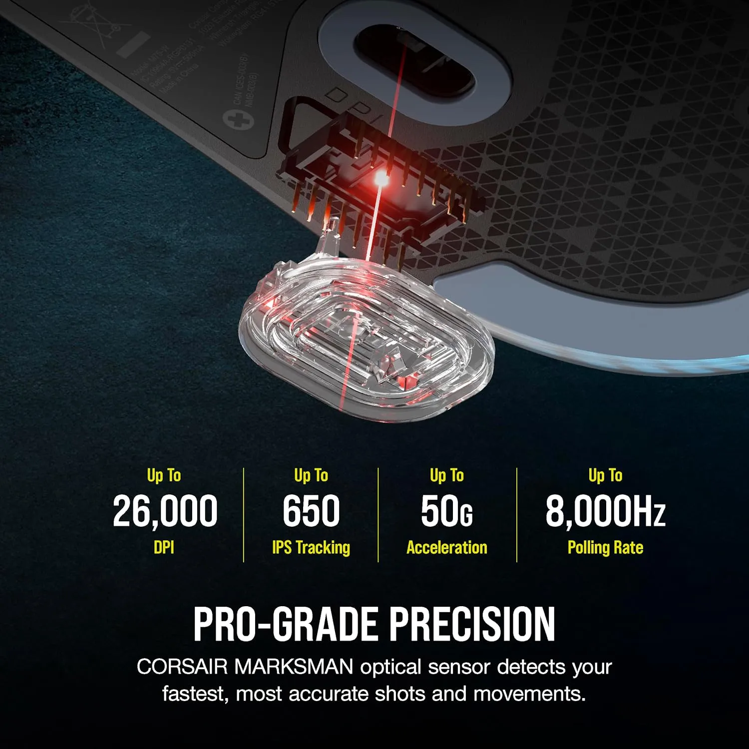Corsair M75 Wired RGB Lightweight FPS Gaming Mouse – 26,000 DPI – Swappable Side Buttons – PC – Black