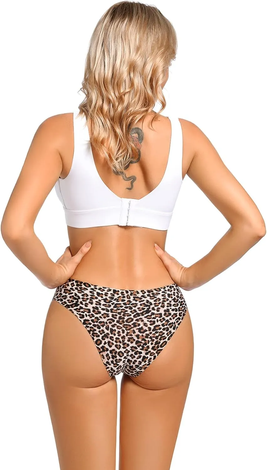 COSOMALL 6 Pack Women's Invisible Seamless Bikini Underwear Half Back Coverage Panties