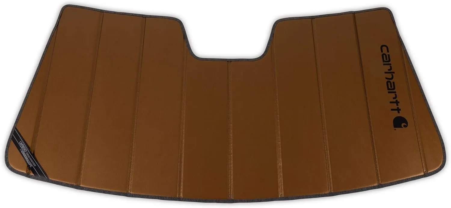 Covercraft Carhartt UVS100 Custom Sunscreen | Fits 2019-2025 Chevrolet Silverado/GMC Sierra 1500, 2020-2025 Silverado/Sierra 2500/3500 | Carhartt Brown