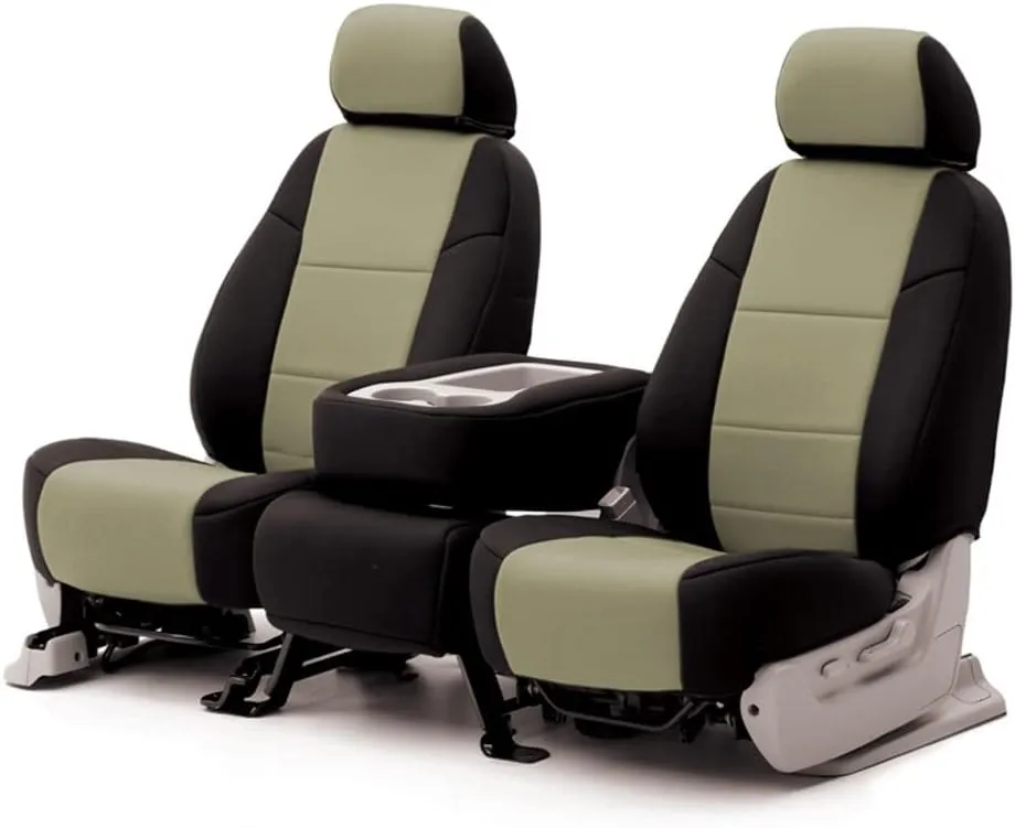 Coverking Custom Fit Seat Cover Designed for Select Honda Models: 1 Row, Neosupreme Fabric, Tan with Black Sides