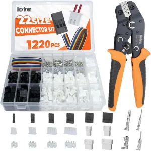 Crimping Tool Connector Kit, Compatible with JST-XH 2.5mm/2.54mm, 22-Size Connector Set, 28–18 AWG Ratcheting Crimper, Fits KF2510, Molex, TE, for DIY, RC & Prototyping Projects