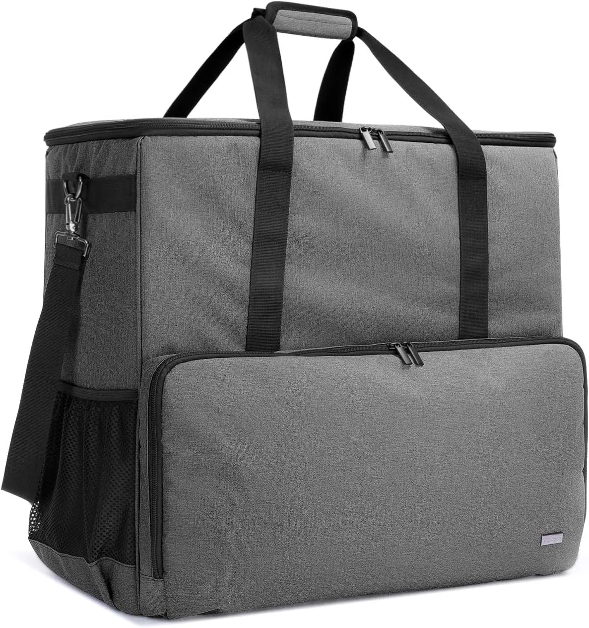 CURMIO Desktop Carrying Case, PC Tower Travel Bag with Shoulder Strap On the Go, Bag Only, Gray