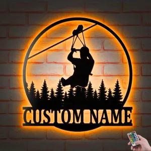 Custom Adventure Park V1 Metal Wall Art LED Light National zipline Forest Sign Home Decor Camping Decoration Camper Gifts Housewarming Gifts (14 Inches, With Lights)