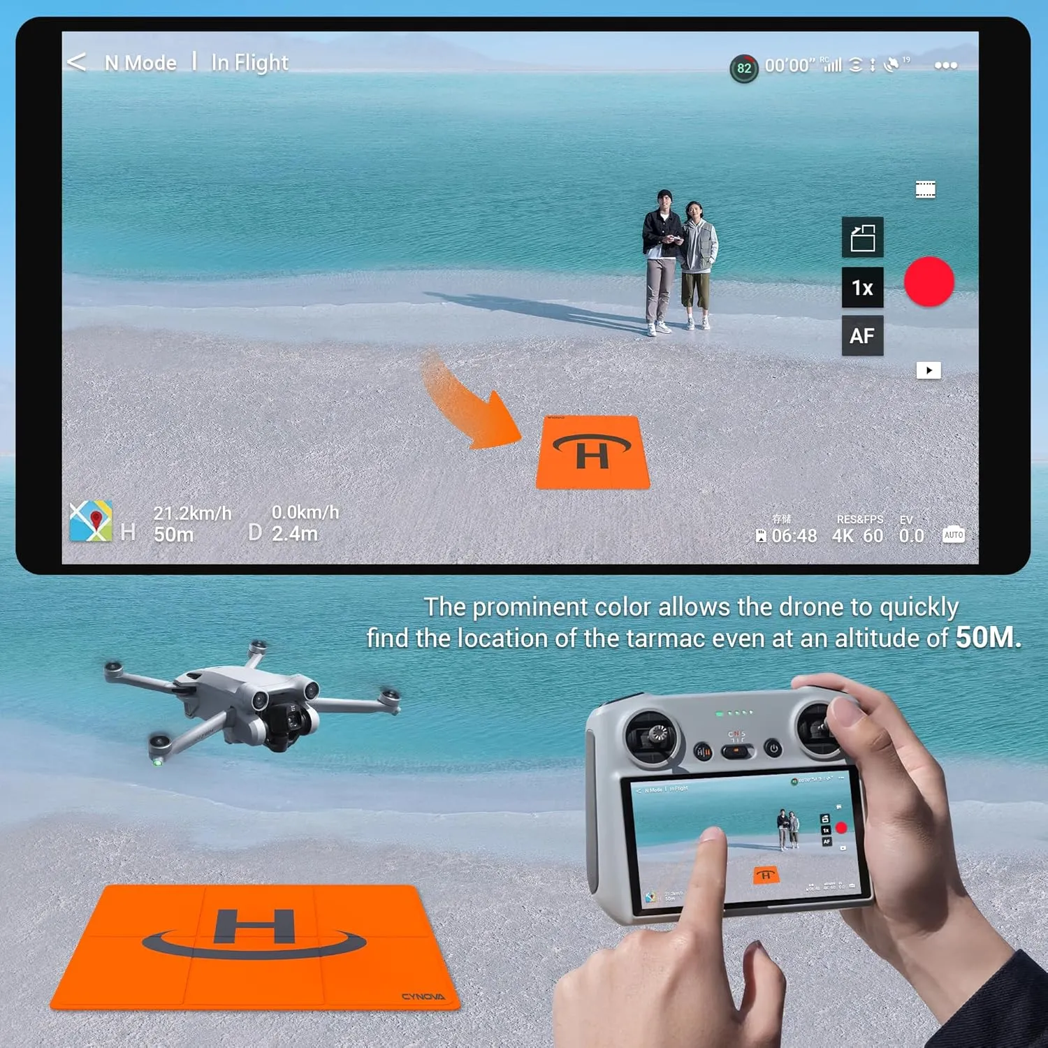 CYNOVA Drone Landing Pad Weighted for DJI AIR 3,Universal Waterproof Portable Landing Mat for DJI Flip/Mini 3 Pro/Air 2s / Drone Mini 2 / Mini 4K / FPV Avata/Accessories(65cm/25inch)
