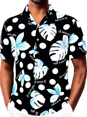 Damipow Mens Unique Pattern Hawaiian Shirt Beach Tropical Button Up Shirts Vacation Cruise Hawaii Summer Clothes