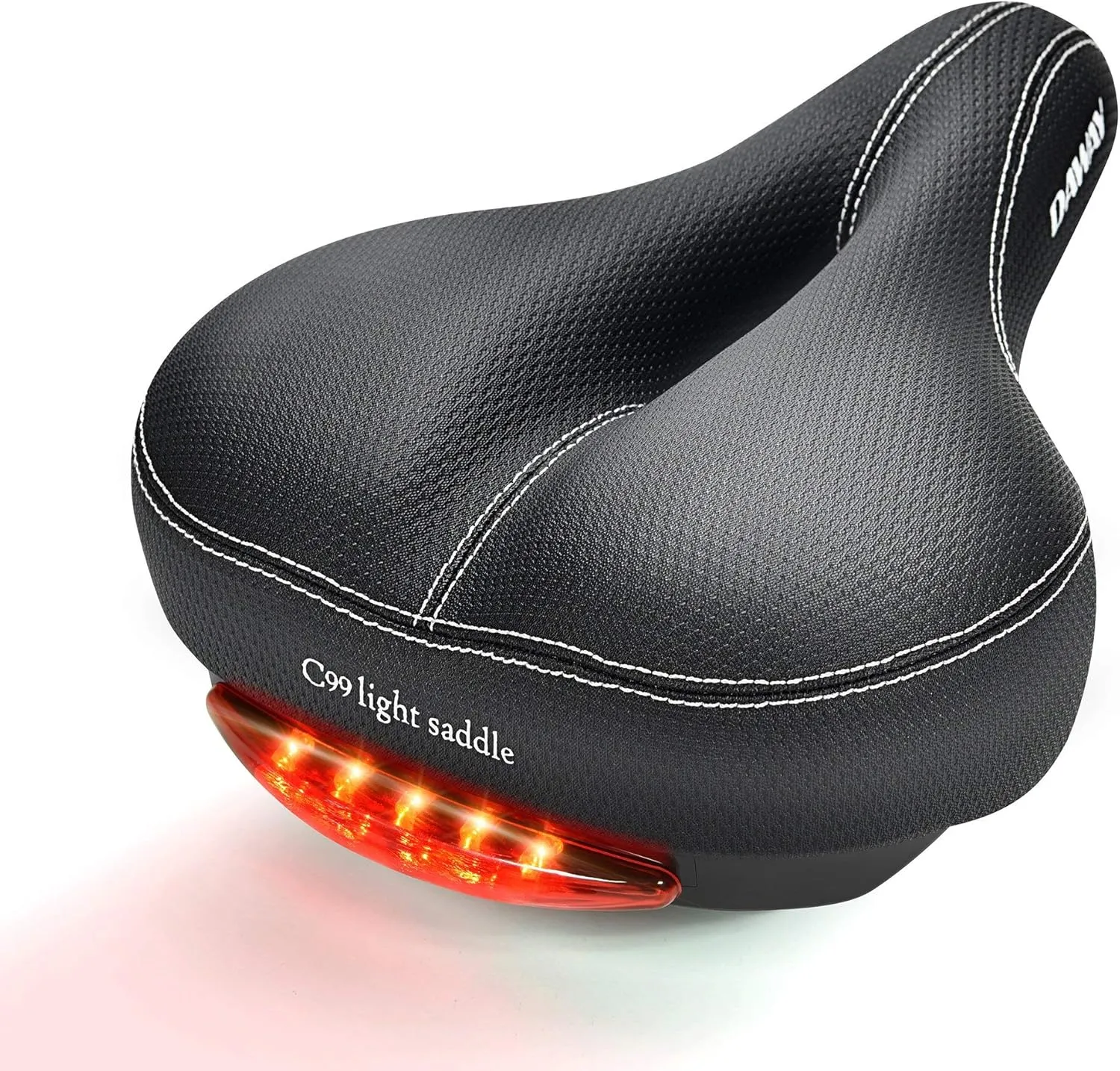 DAWAY Comfortable Men Women Bike Seat - Soft Memory Foam Padded Bicycle Seat, Bike Saddle Replacement with Wide Cushion for Peloton, Mountain & Exercise Bikes, Shock Absorbing, Waterproof, Universal