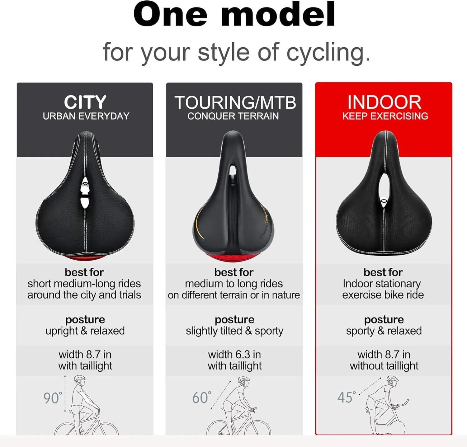 DAWAY Comfortable Men Women Bike Seat - Soft Memory Foam Padded Bicycle Seat, Bike Saddle Replacement with Wide Cushion for Peloton, Mountain & Exercise Bikes, Shock Absorbing, Waterproof, Universal