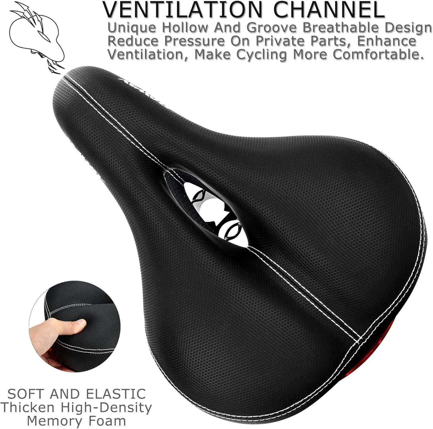 DAWAY Comfortable Men Women Bike Seat - Soft Memory Foam Padded Bicycle Seat, Bike Saddle Replacement with Wide Cushion for Peloton, Mountain & Exercise Bikes, Shock Absorbing, Waterproof, Universal