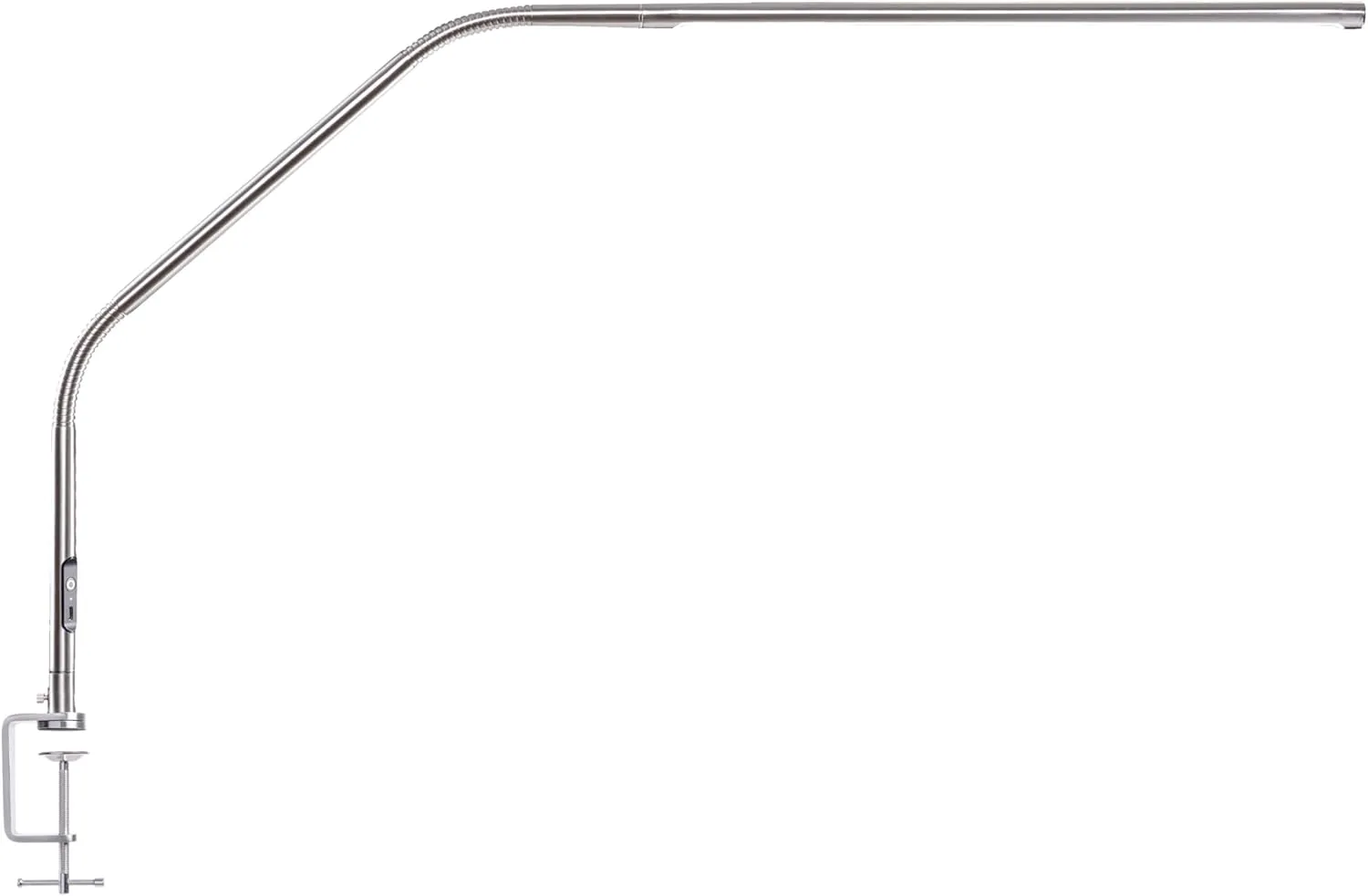 daylight Slimline 4™ LED Table Lamp in Brushed Steel - 6,000K, 3,200 Lux, 4 Brightness Levels, USB-C Charging Port, Anti-Glare Diffuser, Flexible Design, Art & Craft, Sewing, Nail Salon