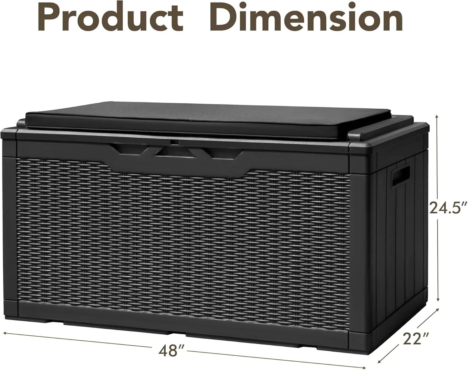 Devoko 100 Gallon Deck Box, Waterproof Outdoor Storage Box with Cushion (Black)