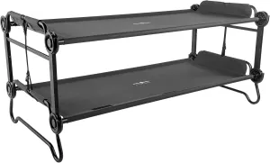 Disc-O-Bed Extra Large Outdoor Convertible 2 Person Bench and Double Camping Cot Portable Bed for Adults, Black