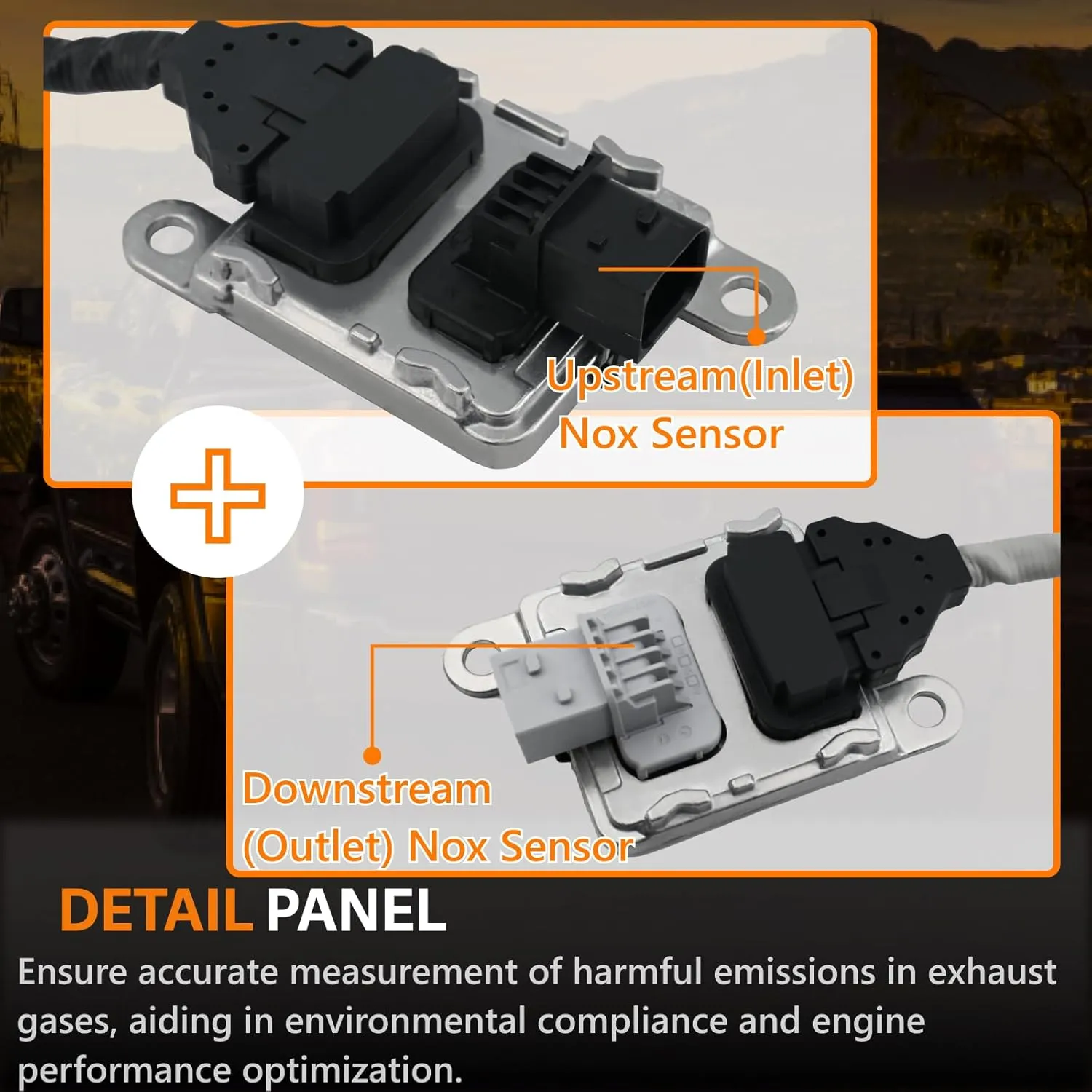 Downstream& Upstream NOx Sensor - Compatible with Freightliner Cascadia, Mercedes-Benz, 2016-2022 Detroit Diesel Engine DDE DD13 DD15,Nitrogen Oxide Sensor Replace 5WK97338A /5WK97339A