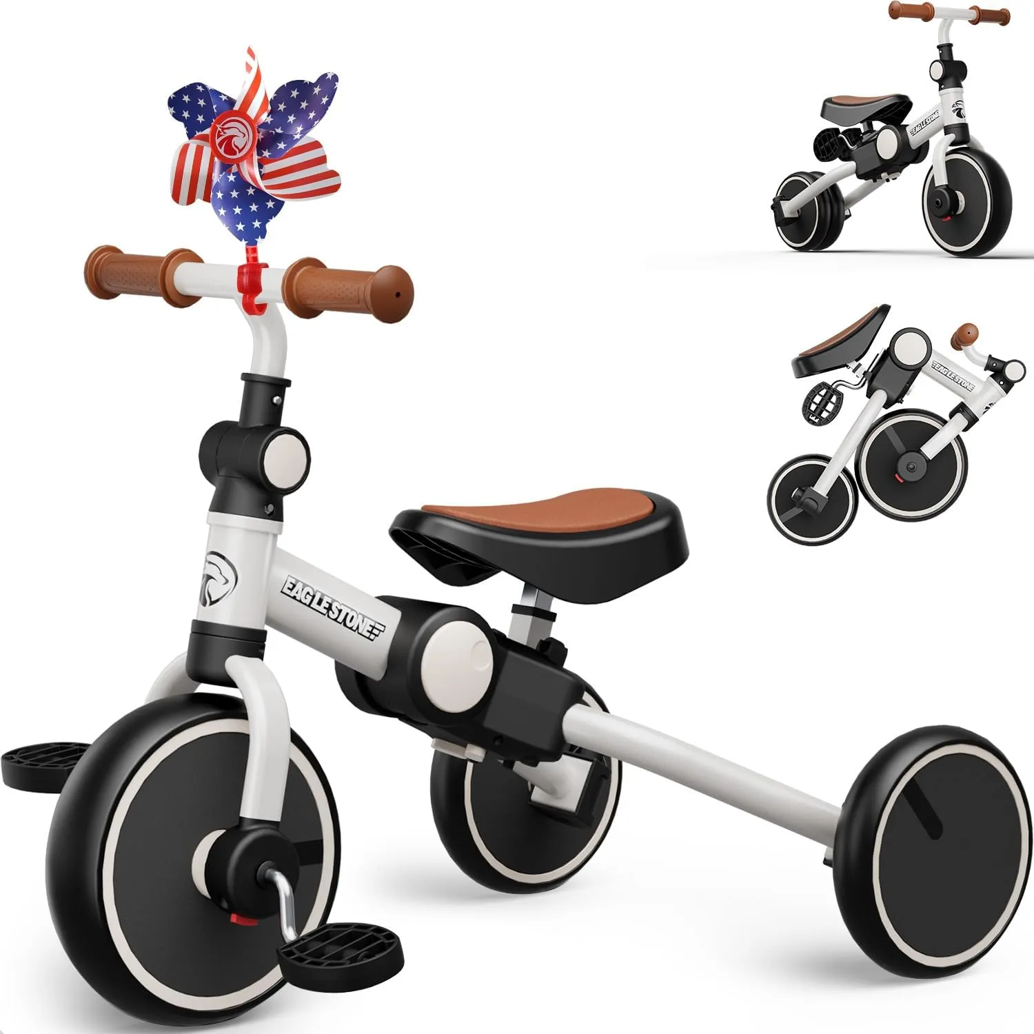 EagleStone Tricycle for Toddlers 1-3 Years Old,4 in 1 Foldable Toddler Bike, Birthday Gifts and Toys for 2, 3, 4, 5 Years Old Boys and Girls
