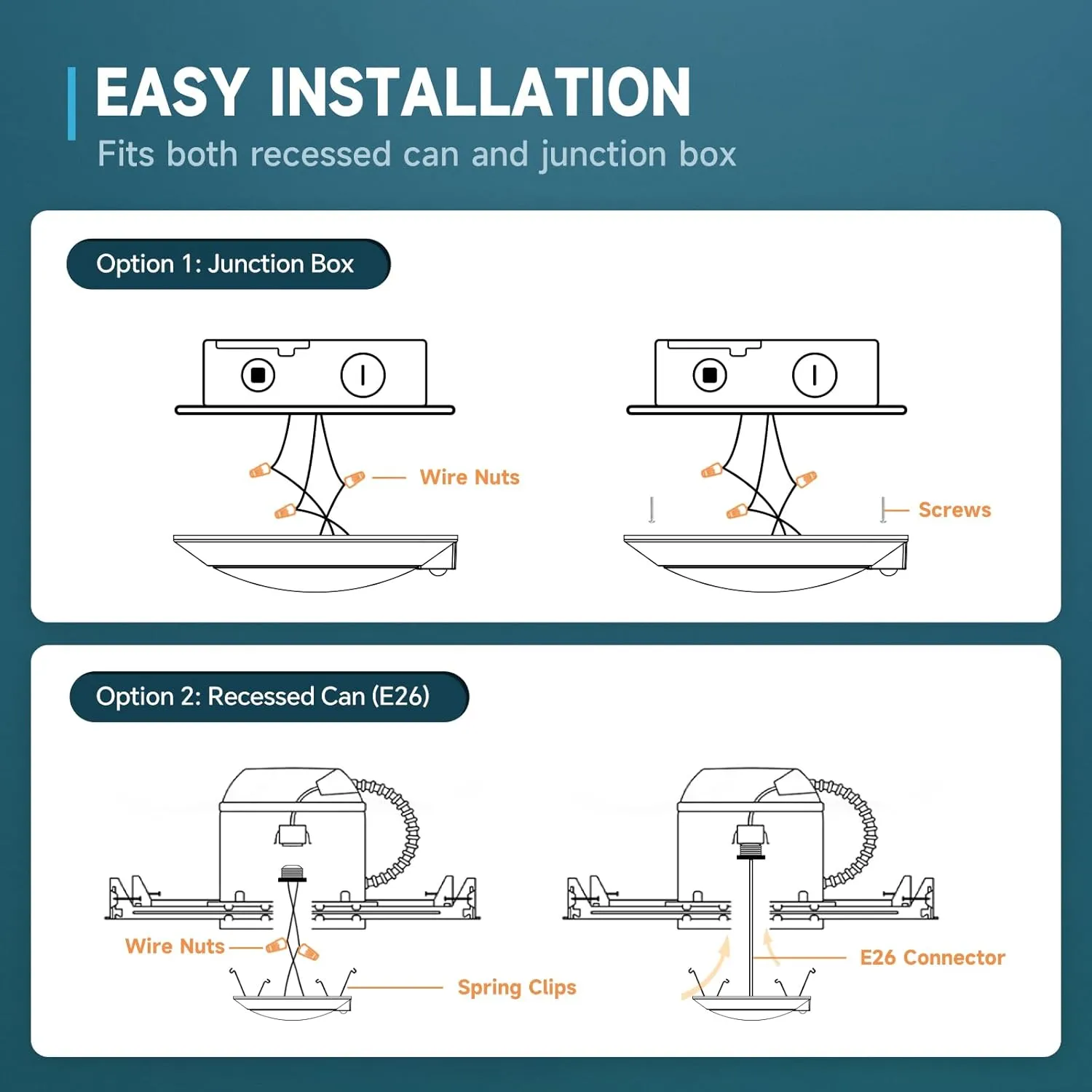 ECOELER PIR Motion Sensor Ceiling Light, 3CCT Selectable Occupancy Light with Time Countdown & Dusk-to-Dawn Sensor, 16W 1000Lm, Hard-Wired Motion Light for Garage, Hallway, Stairwell, 2Pack