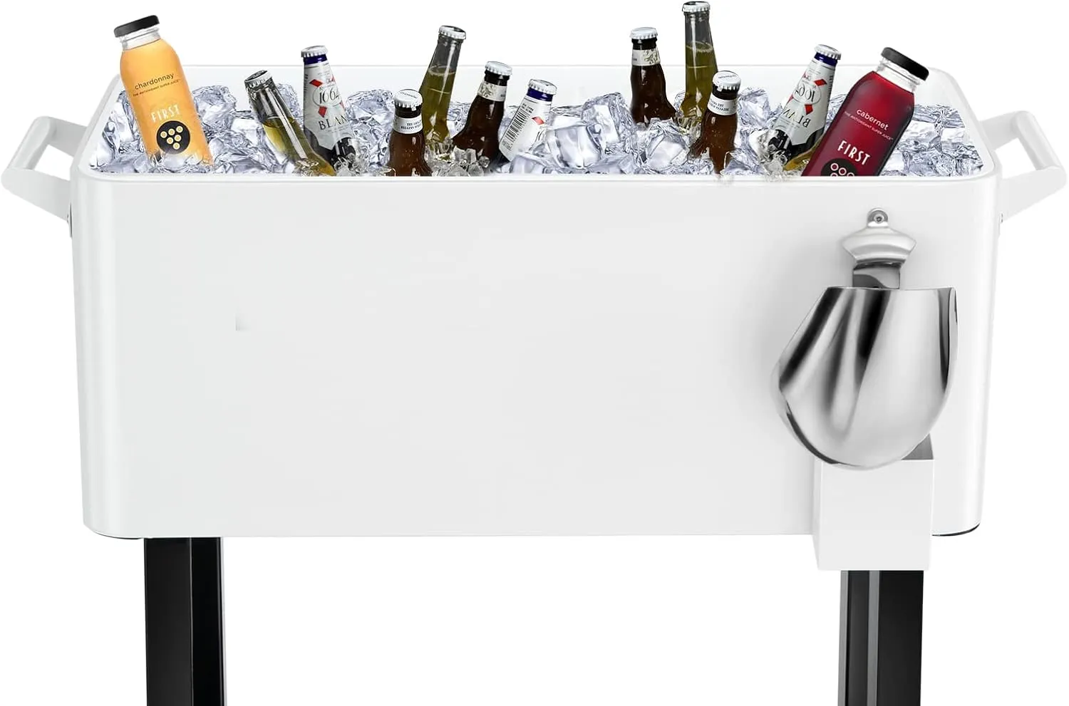 EDOSTORY 80 Quart Rolling Ice Chest Cooler Cart,Patio Backyard Party Drink Beverage Bar Stand Up Cooler Trolley with Ice Scoop