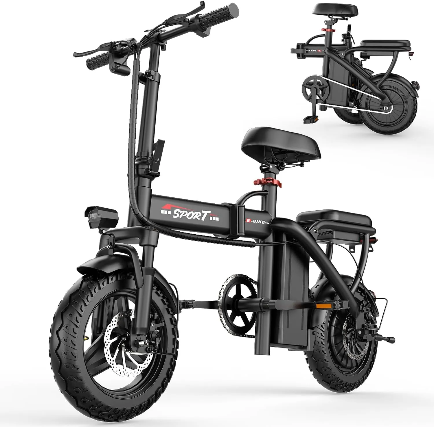 Electric Bike for Adults, 48V 15AH Removable Battery, 25MPH 35Miles Commuting Ebikes for Women Men, 500W Brushless Motor, Lightweight 14'' Tires Folding Electric Bicycles, LCD Display