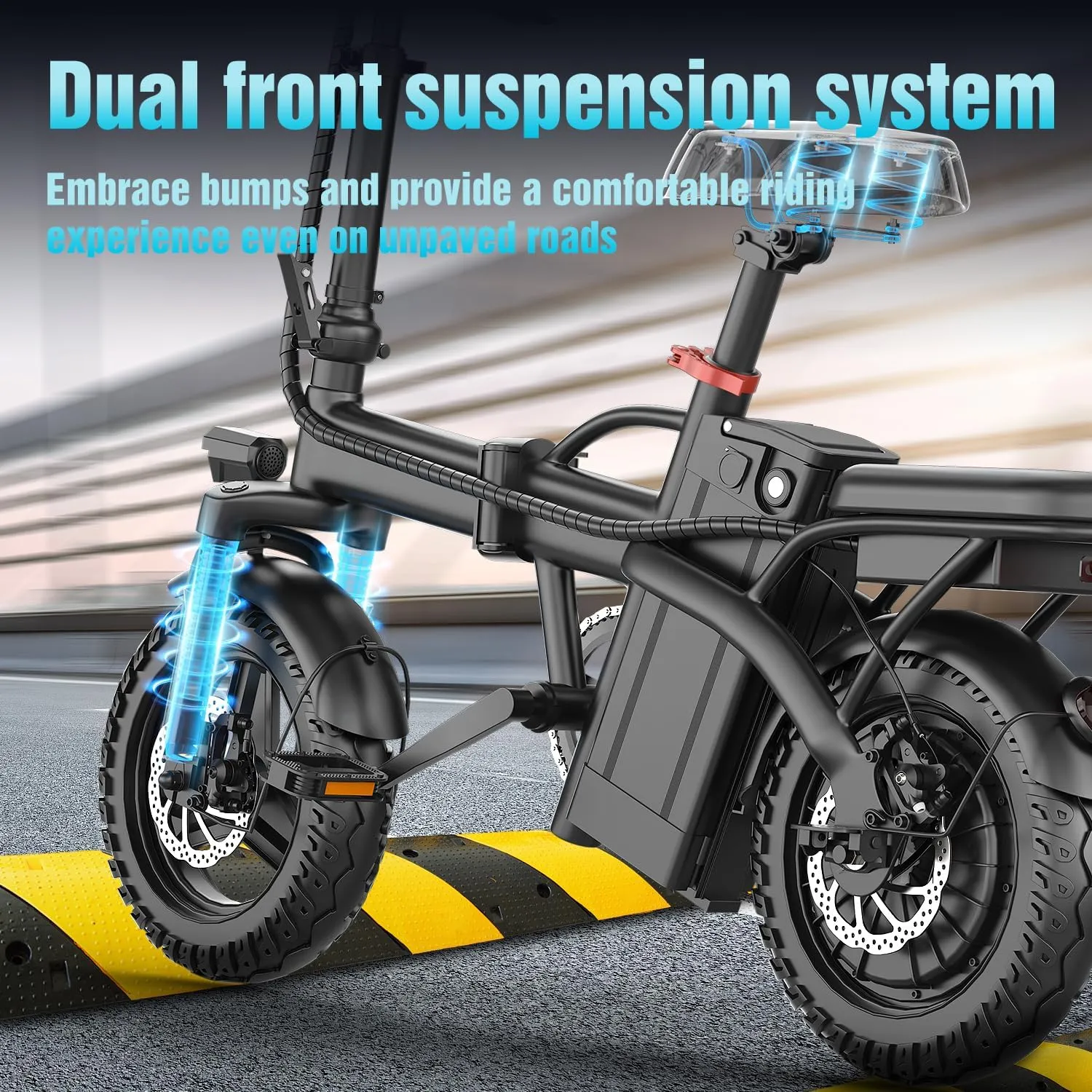Electric Bike for Adults, 48V 15AH Removable Battery, 25MPH 35Miles Commuting Ebikes for Women Men, 500W Brushless Motor, Lightweight 14'' Tires Folding Electric Bicycles, LCD Display