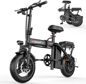 Electric Bike for Adults, 48V 15AH Removable Battery, 25MPH 35Miles Commuting Ebikes for Women Men, 500W Brushless Motor, Lightweight 14'' Tires Folding Electric Bicycles, LCD Display