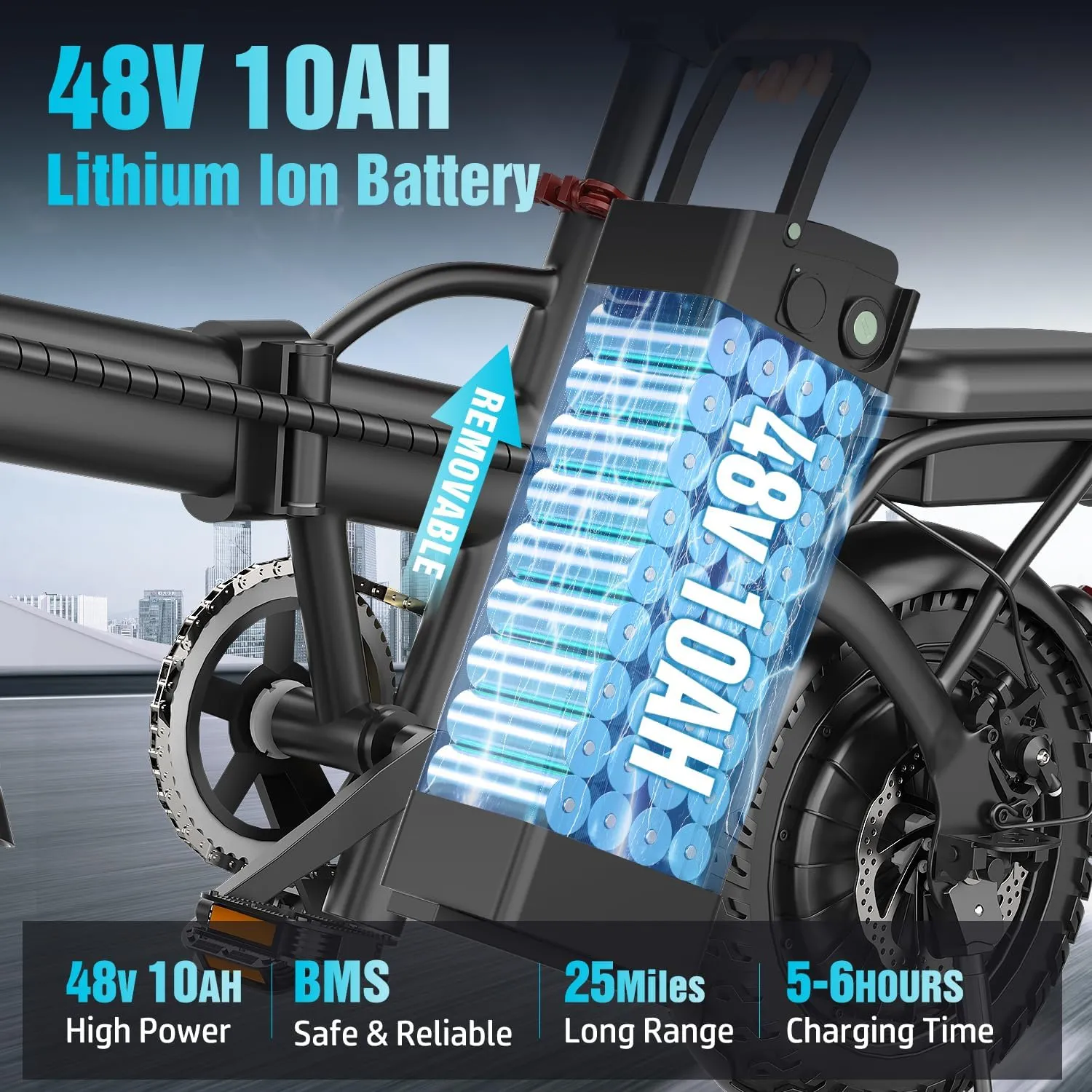 Electric Bike for Adults, 48V 15AH Removable Battery, 25MPH 35Miles Commuting Ebikes for Women Men, 500W Brushless Motor, Lightweight 14'' Tires Folding Electric Bicycles, LCD Display
