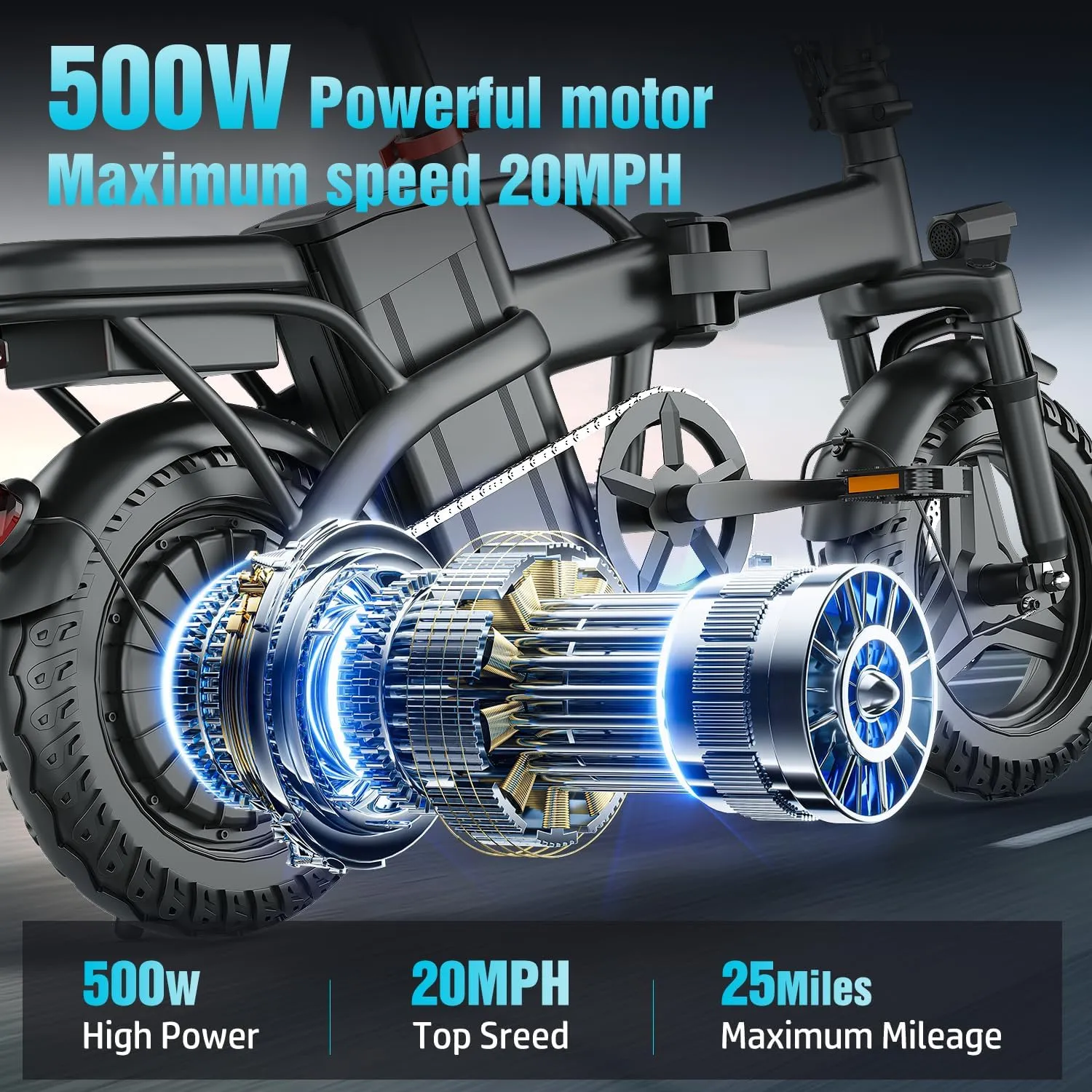 Electric Bike for Adults, 48V 15AH Removable Battery, 25MPH 35Miles Commuting Ebikes for Women Men, 500W Brushless Motor, Lightweight 14'' Tires Folding Electric Bicycles, LCD Display