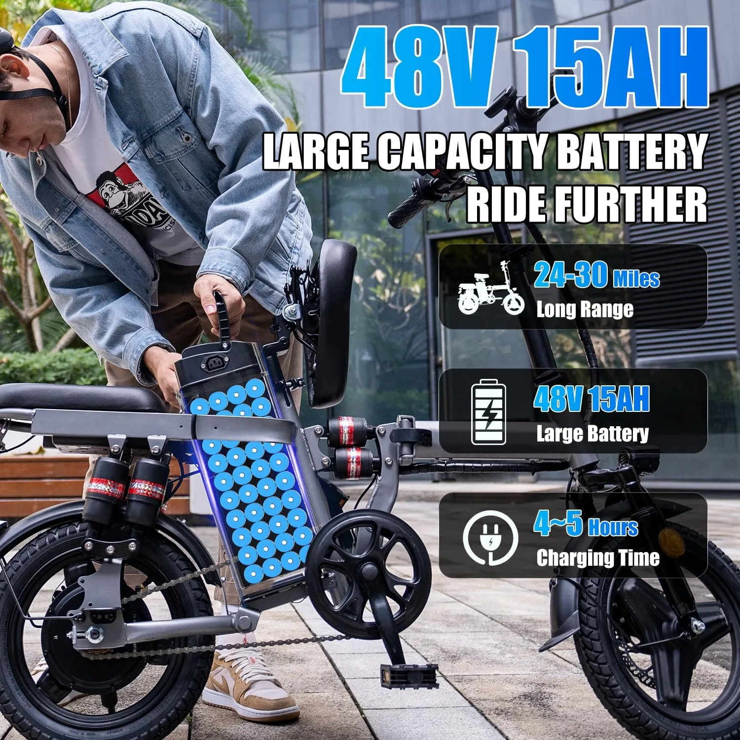 Electric Bike for Adults, Folding Electric Bike, 500W Motor, Up to 20/25 MPH and 20/30 Miles Long Range, 48V 10AH/13AH/15AH Removable Battery, Electric Mini Bike, UL 2849 Certified