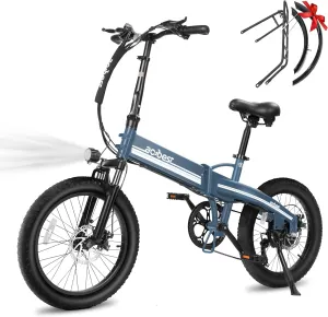 Electric Bike for Adults Peak 1200W,55Miles 28Mph Top Speed, 20" Fat Tire Folding Electric Bicycle, 48V 10.4Ah Removable Battery Ebike with 35 Speed and Front Suspension,Speedy