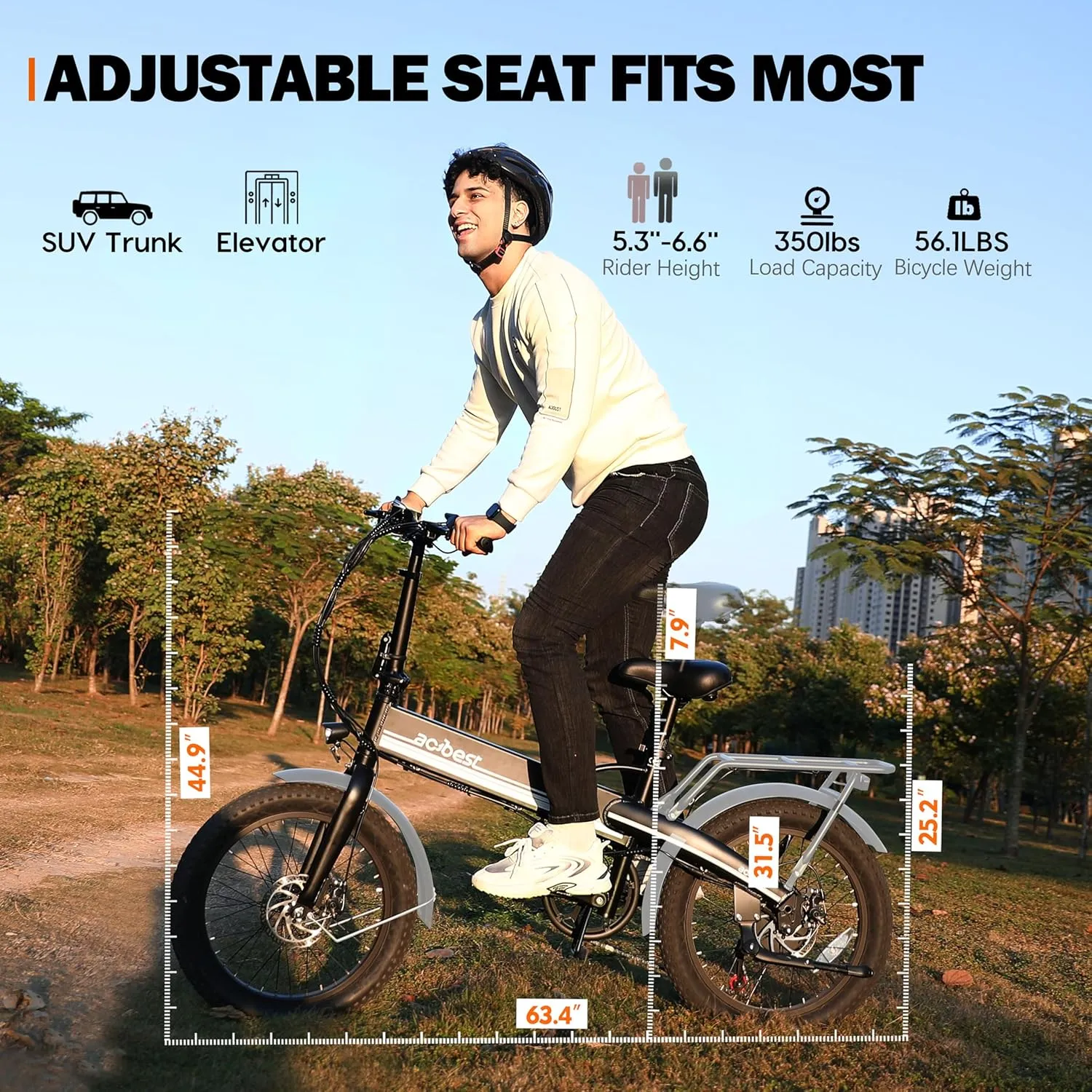 Electric Bike for Adults Peak 1200W,55Miles 28Mph Top Speed, 20" Fat Tire Folding Electric Bicycle, 48V 10.4Ah Removable Battery Ebike with 35 Speed and Front Suspension,Speedy